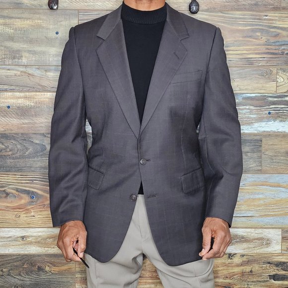 Gieves & Hawkes 100% Wool Brown Check Blazer Sport Jacket Size 42L *EXCELLENT* - Picture 1 of 12